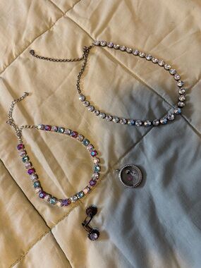 Crystal Multi-Color and Clear Rhinestone Necklace Set - Women Jewelry